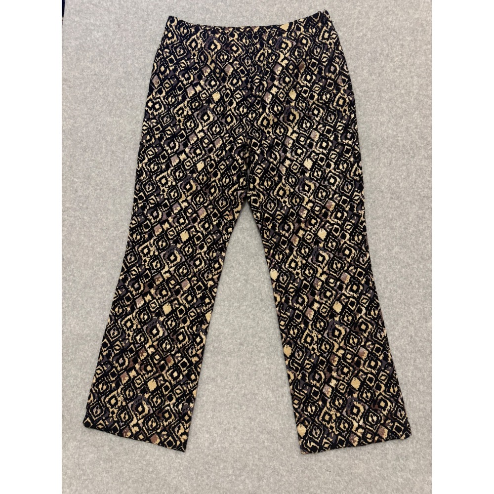 Free‎ People Women 6 Geometric Jacquard Metallic Tapestry Flare Pants Black Gold